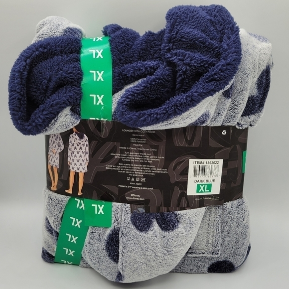 Disney Mickey Mouse Fleece Lounger Sherpa Hood Dark Blue XL - Picture 7 of 13